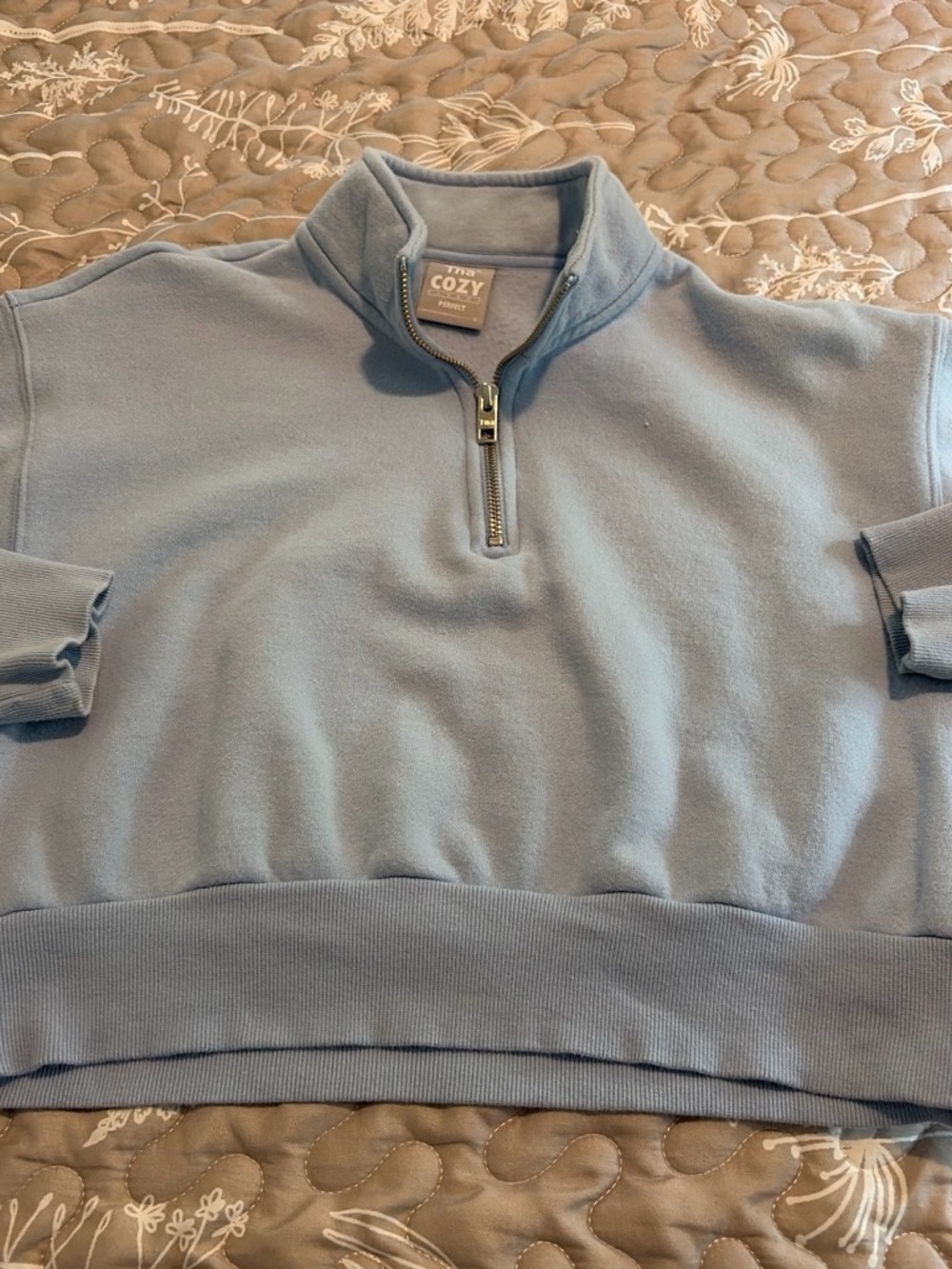 TNA Cozy cropped Half-Zip Pullover – Light Blue